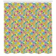 thumbnail image 3 of Colorful Shower Curtain, 80s 90s Memphis Style Inspired Colorful Circles on Smudged Paint Effect Backdrop, Fabric Bathroom Set with Hooks, 69W X 84L Inches Extra Long, Multicolor, by Ambesonne, 3 of 3