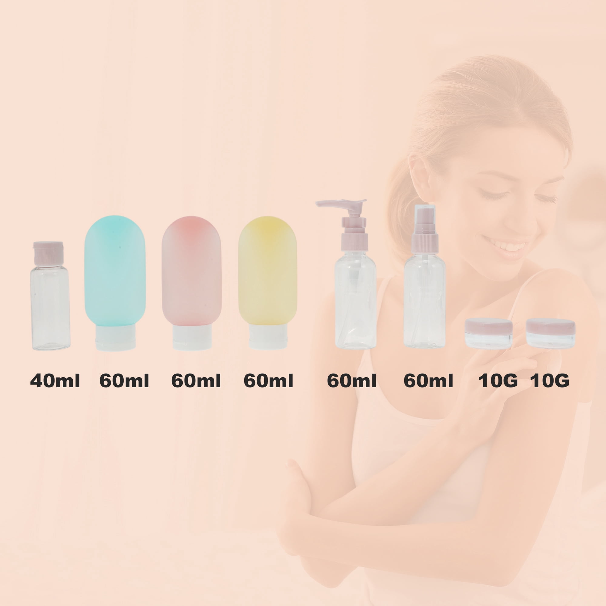 Unique Bargains Travel Container Set of 11 Pcs Pink, Yellow, Blue