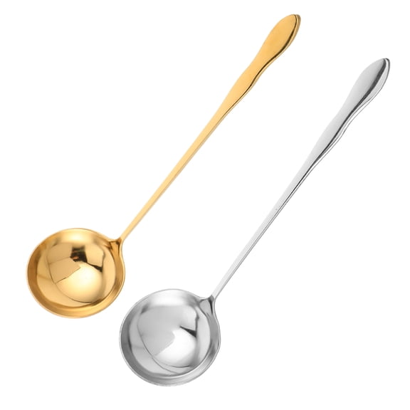 OULII 2Pcs Long Handle Stainless Steel Coffee Stirring Spoons with Gold and Silver Finish for Home Kitchen