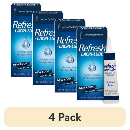 (4 pack) Refresh PM Lubricant Eye Ointment Nighttime Relief For Dry Eye - 3.5 Gm