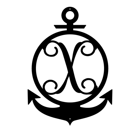 RealSteel Anchor Initial Monogram – Nautical Metal Wall Art (X-24)