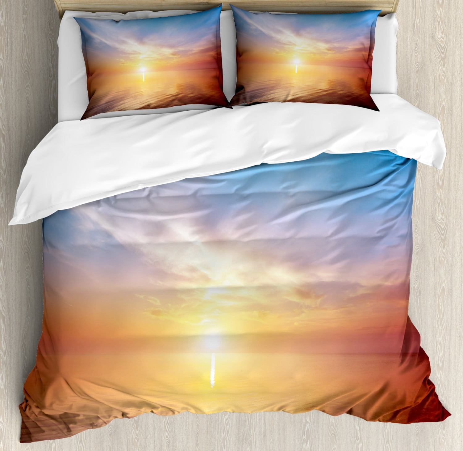 Sunrise Duvet Cover Set Magical Horizon Seascape Bay Ocean