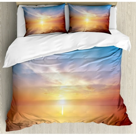 Sunrise Duvet Cover Set Magical Horizon Seascape Bay Ocean