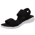 thumbnail image 2 of Ladies Wide Fit Comfort Low Wedge Slides, Cushioned Arch Support Open Toe Sandals for Outdoor Errands Black 9.5, 2 of 5