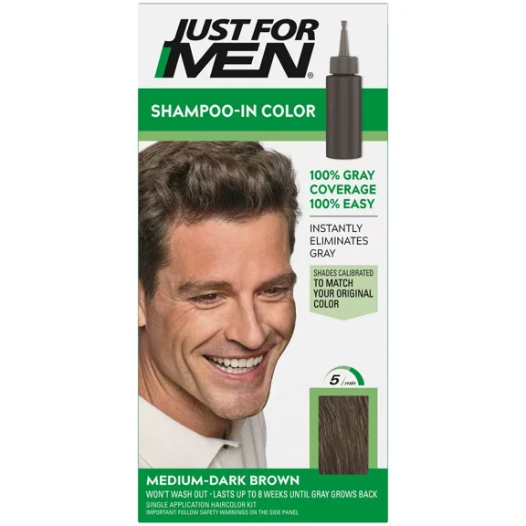 Just For Men Shampoo-In Hair Color, Medium-Dark Brown - Kit