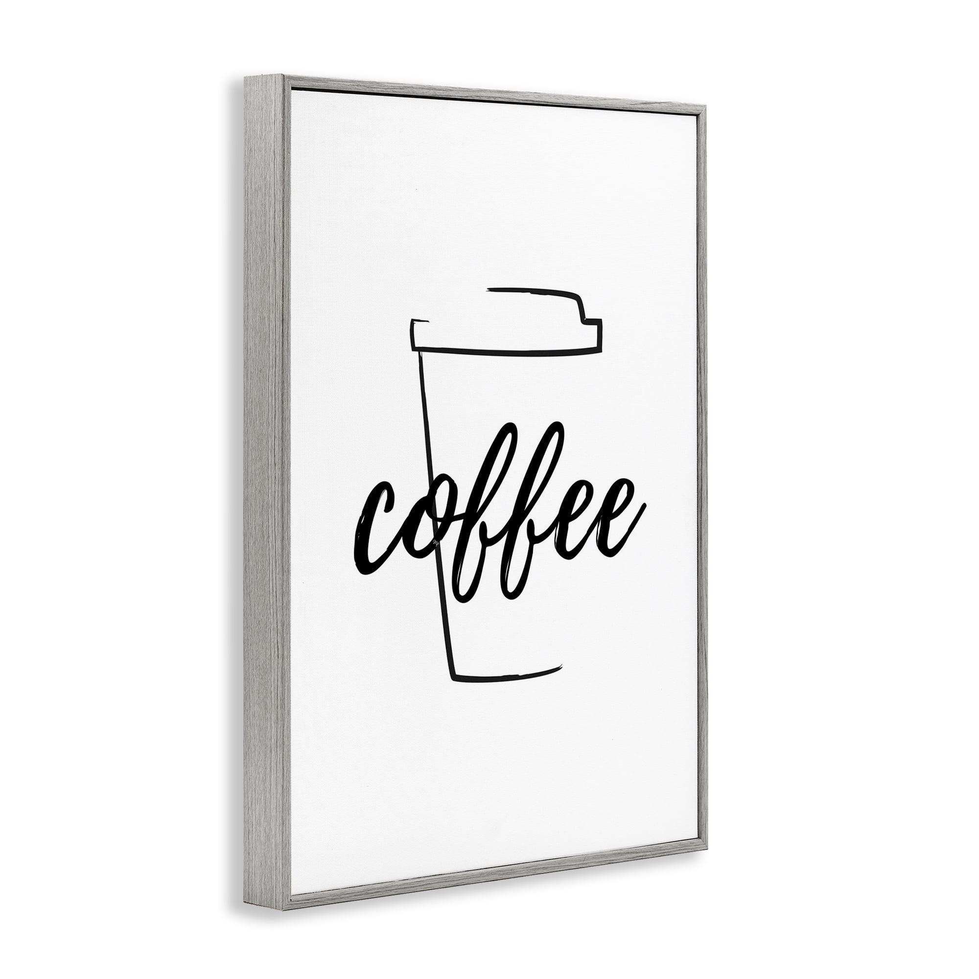 Stupell Industries Minimal Coffee Cup Food & Beverage Painting Gray Framed Art Print Wall Art, 20 x 30