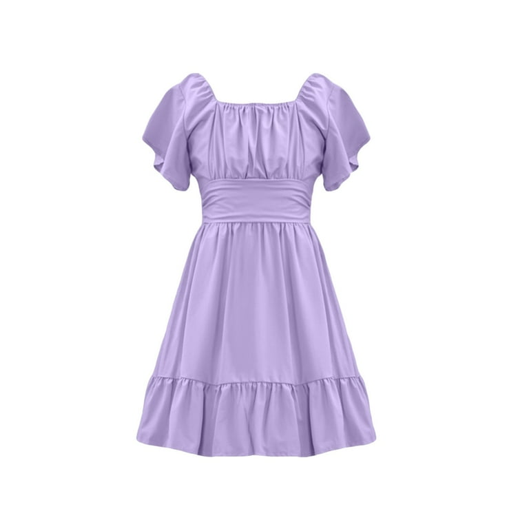 open lace back dress A-Line Tulle Off Shoulder Light Purple Tiered Long Prom Dresses Custom Color / US12