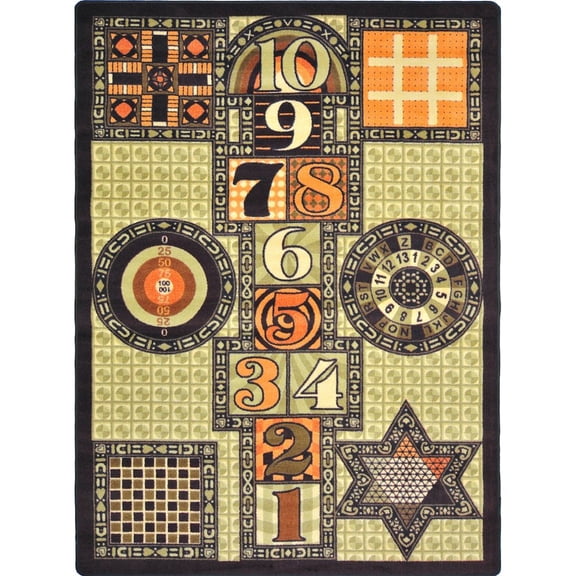 Joy Carpets Kid Essentials Games Galore 7'8" x 10'9" Area Rug in Color Autumn
