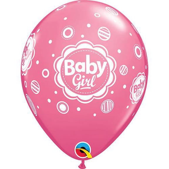 LOONBALLOON Baby Girl Balloons, 11″ BABY GIRL DOTS (6 PK)