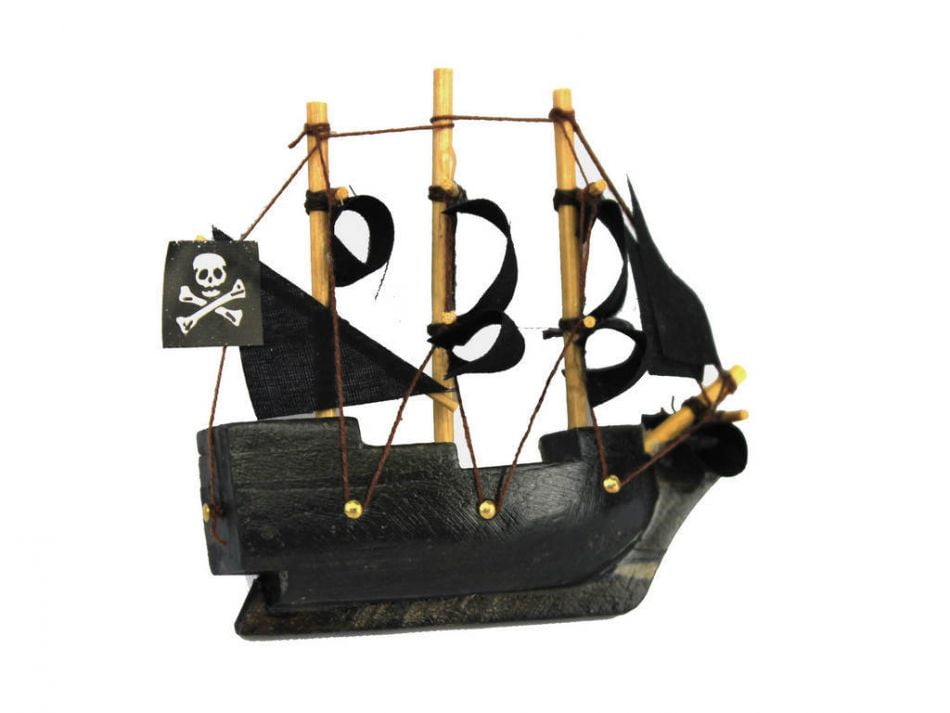Wooden Caribbean Pirate Ship Model Magnet 4" Model Ship 
