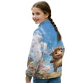thumbnail image 2 of COEQINE Girls Quarter Zip Sweatshirt Pullover, Loose Fit Long Sleeve Fall Tops with Collar, Soft Polyester Fashion Top for Ages 5-6 Machine Washable, Cute Highland Cow, 2 of 7