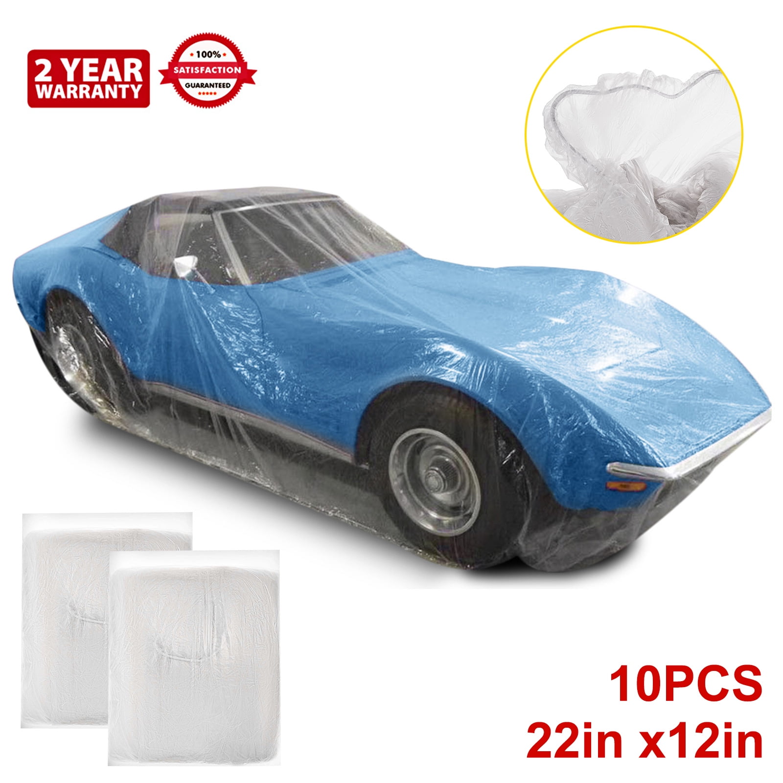 VEVOR Clear Plastic Car Cover 10pcs Disposable Car Covers, 22' x 12