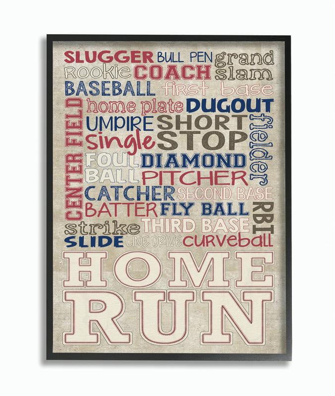 Stupell Industries Hit Hard Run Fast Turn Left Baseball Sports Word 16 x 20 Design by Artist The Saturday Evening Post Wall Art Canvas 