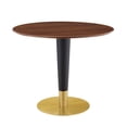 thumbnail image 1 of Modway Zinque Table à Manger Ronde Moderne en Bois de 35,5 Pouces en Noyer et Or, 1 of 7