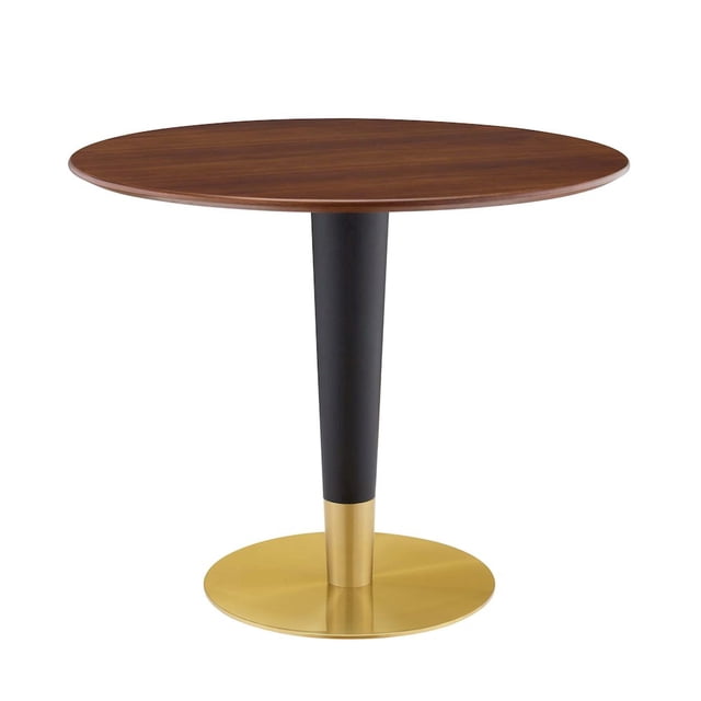 Modway Zinque Table à Manger Ronde Moderne en Bois de 35,5 Pouces en Noyer et Or
