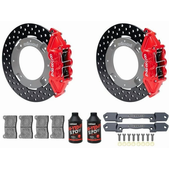 Wilwood Rear UTV Big Brake Kit Combo with Red Calipers, Drilled Rotors & Brake Fluid, For 2019-up Honda Talon 1000