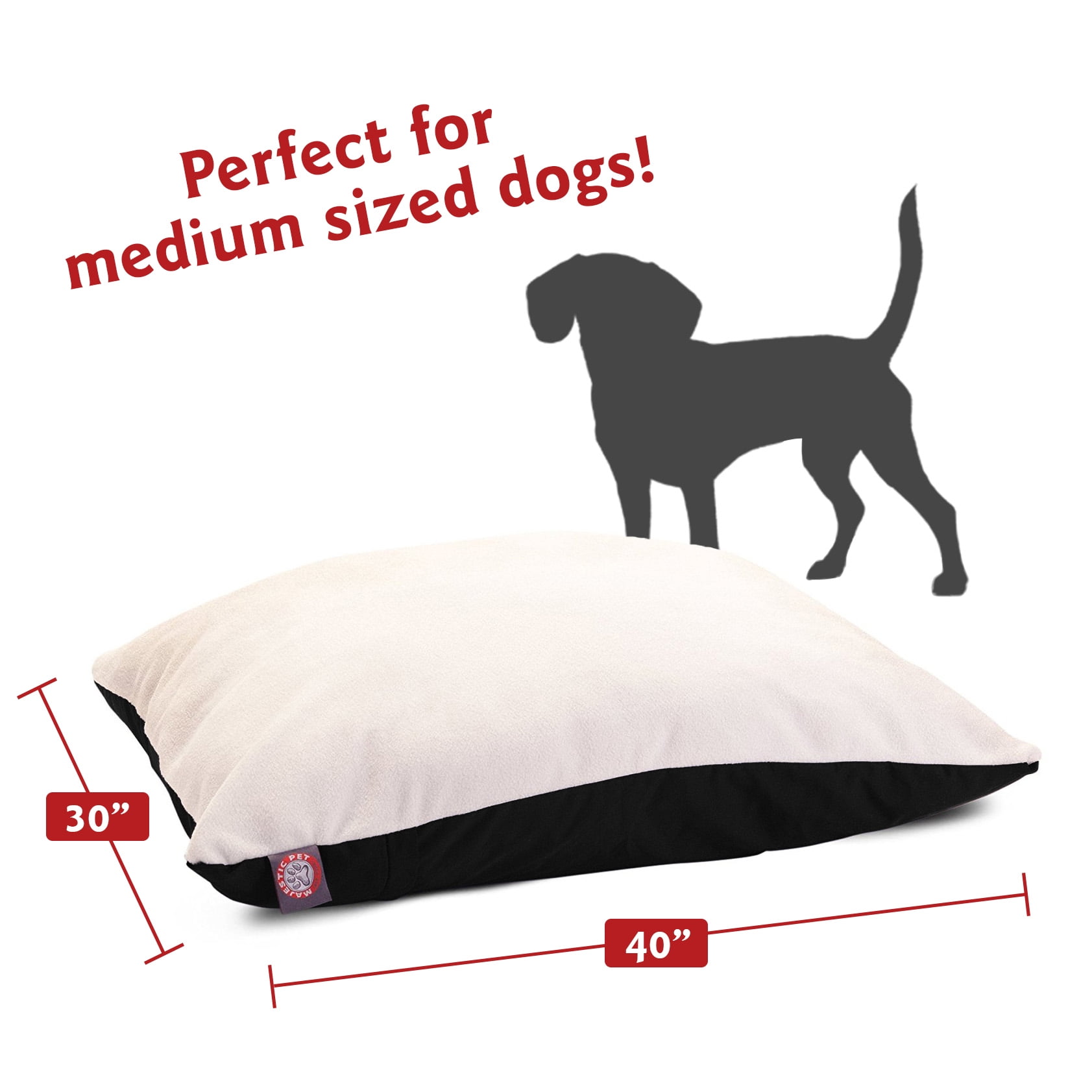 Majestic Pet | Poly/Cotton Rectangular Pillow Pet Bed For Dogs, Removable Cover, Black, Small
