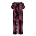 thumbnail image 4 of Homenesgenics 2 Piece Outfit for Women Plus Size Women's Short Sleeve Sleepshirt and Pants Sets Loungewear Pajamas with Pockets Pink XL, 4 of 6