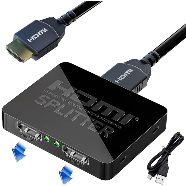 HDMI Splitter 1 in 2 Out, 4K HDMI Splitter para Monitores Duales, 2 Puertos HDMI Splitter 1 in2 Out, Adaptador Dual para Monitor Fire Stick, PS4, Xbox, PS3, Sky Q Box (Solo Espejo, No Extender)