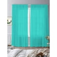 thumbnail image 3 of Sheer Curtains 84 Inches Long, Modern Pure Turquoise Light Filtering Window Curtains for Living Room/Bedroom, Turquoise Rod Pocket Voile Sheer Curtain Drapes, 52"W x 84"L, 2 Panels, 3 of 9
