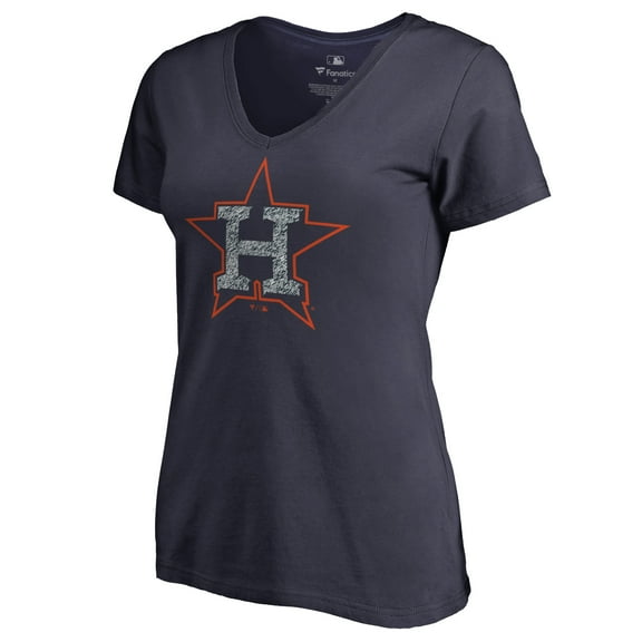 Women's Navy Houston Astros Static Logo V-Neck T-Shirt