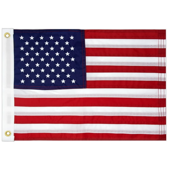 WATSY - American USA Boat Flag 12" x 18" Cabin Waterproof Embroidered Marine & Golf Cart Flags