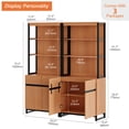 thumbnail image 4 of WAMPAT 2-Piece Modern 72" Tall Library Bookcases with Metal Base & Adjustable Shelves, Wood Bookshelves with Storage Cabinet & Open Shelves for Home Office & Living Room, Mocha, 4 of 7