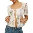 thumbnail image 1 of SUNSIOM Blouses Mode à Manches Courtes avec Imprimé Floral et Lacets pour Femmes, Tops d'Été Mode Urbaine, 1 of 7