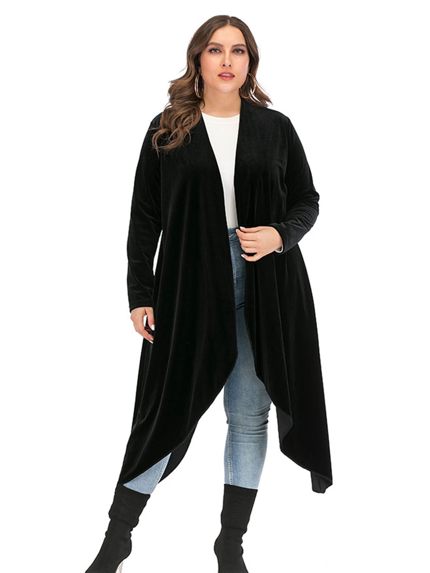 Fashion Women Long Sleeve Cardigan Waterfall Jacket Outwear Long Maxi Coat Tops