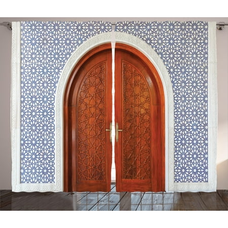 Moroccan Curtains 2 Panels Set Antique Wooden Door Of Asian