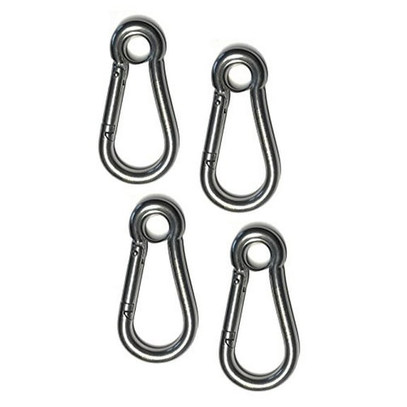 4 Pieces Stainless Steel 316 Spring Hook with Eyelet Carabiner 5/16" (8mm) Marine Grade