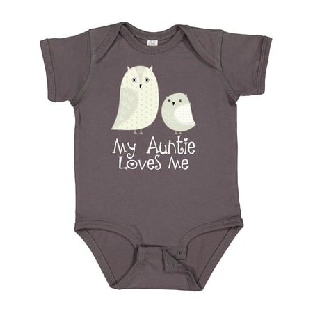 Inktastic My Auntie Loves Me Owl Boys or Girls Baby Bodysuit