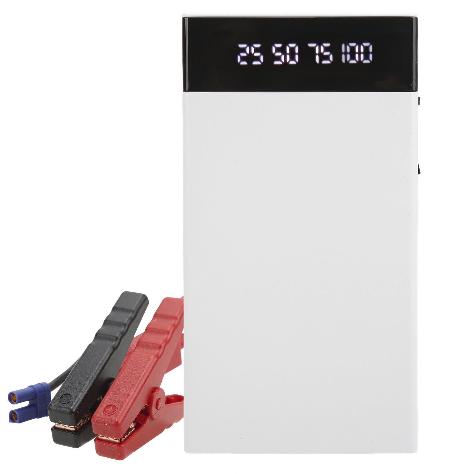 10000mAh Car Emergency Jump Starter White Slim Intelligent Digital Display Charger for 5V Phones Laptops 12V Cars