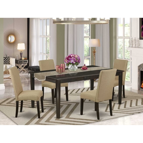 East West Furniture Dining Room Set Cappuccino, HEDR5-CAP-03