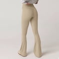thumbnail image 6 of Crossover Flare Leggings - High Waist V Cross Bootcut Bell Bottoms Yoga Pants for Women Beige L, 6 of 9