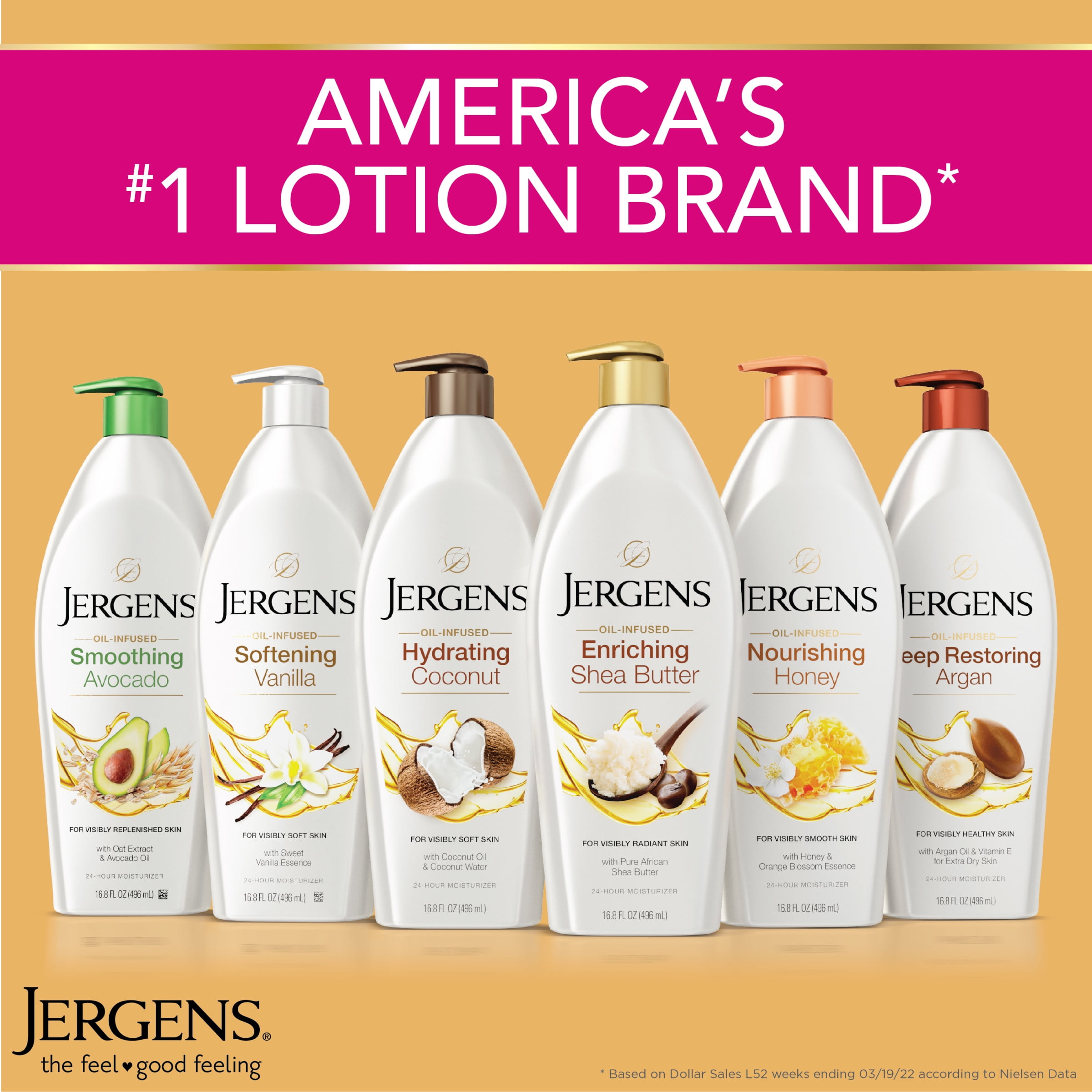 Jergens Hand and Body Lotion, Oil-Infused Smoothing Avocado Body Lotion, 16.8 Oz