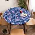 thumbnail image 5 of Flower Floral Bouquet Elastic Fitted Round Table Cover Leaves Waterproof Outdoor Tablecloth for Holiday Party, Picnic, Patio & Dining Fits Tables Up to 36"-44", 5 of 8