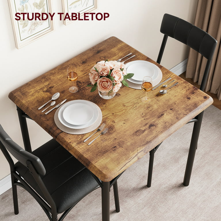  Small Kitchen Table Set for 2, 3 Piece Wooden Dining