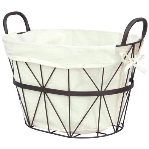 York Wire Basket with Canvas Liner, Oval, Small