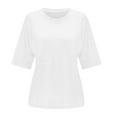 thumbnail image 5 of UPPADA Summer 3/4 Sleeve Tops for Women, Womens Summer Casual Crewneck Blouses 3/4 Sleeve T Shirts Solid Color Loose Tops, 5 of 7