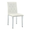 thumbnail image 4 of NYEESS Set of 4 White PU Dining Chairs with Ergonomic Buckle Backrest and Silver Legs, 4 of 9