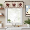 thumbnail image 2 of Country Star Valance Curtain Red Stars Berry Linen Texture Brown Plaid Wood Grain Window Valances Rod Pocket Short Curtains Window Treatments for Kitchen Bedroom Bathroom Laundry 54" x 18", 2 of 9