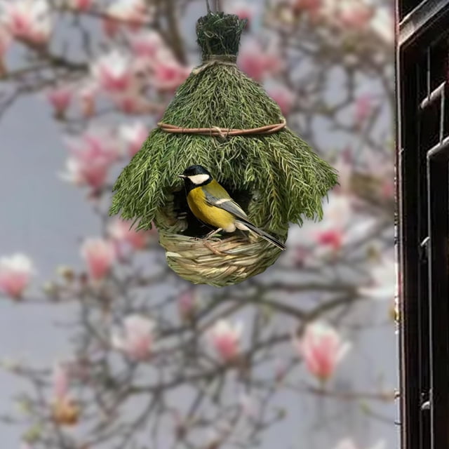 Nido de pájaros choza de pájaros casa compacta escondite de la superficie rugosa hábitat de jaula para el patio del patio fuera del césped árboles
