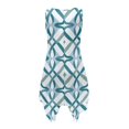 thumbnail image 6 of HELLHERO Teal Geometric Pattern Beach Long Dresses, Side Pockets Summer Sleeveless Dress Round Neck Pleated Sleeveless Sundress, 6 of 8