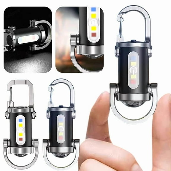 Portable Rechargeable Bright Keychain Flashlight Phone Charger, Mini Keychain Flashlight, 7 Lighting Modes, 600 Lumens EDC Waterproof Keychains Flashlight(Round deduction)