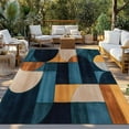 thumbnail image 3 of Fsddascl Navy Blue Geometric Outdoor Rug for Patio/Deck/Porch, Non-Slip Large Area Rug 4 x 6 Ft, Abstract Art Boho Indoor Outdoor Rugs Washable Area Rugs, Reversible Camping Rug Carpet Runner, 3 of 5