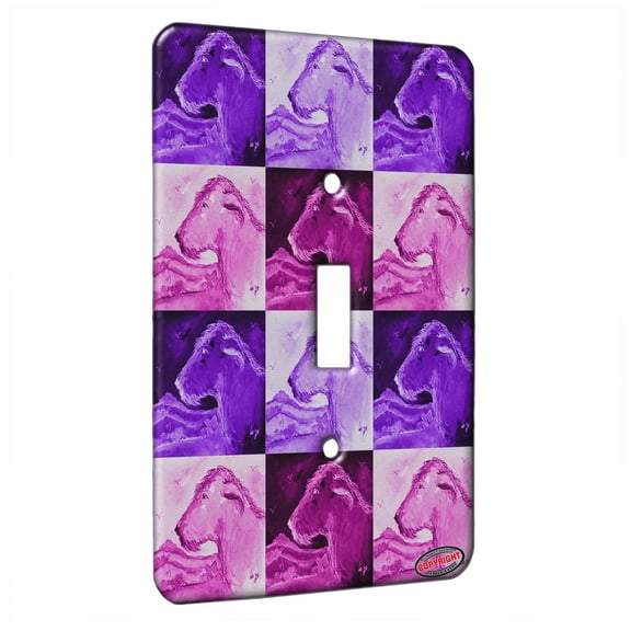 KuzmarK™ Single Gang Toggle Switch Wall Plate - Irish Wolfhound in Summer Landscape Dog Pink Pattern Art by Denise Every
