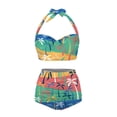 thumbnail image 3 of Suhoaziia Colorful Cartoon Tree Women Bikinis Plus Size Crisscross Lace Up String Sexy Bathing Suit,Two Piece Bathing Suits Tie Closure Bikini Sets Size S, 3 of 6