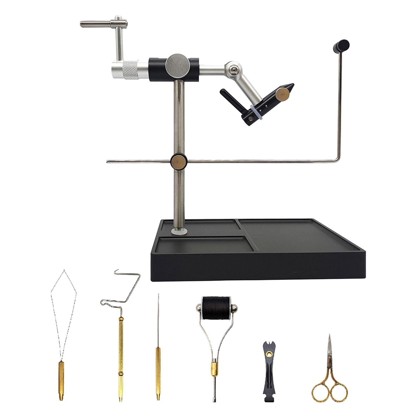 Wswqop Fly Tying Set, Fishing Fly Tieing Tools, Rotary Fly Tying Vise and Pedestal, Fly
