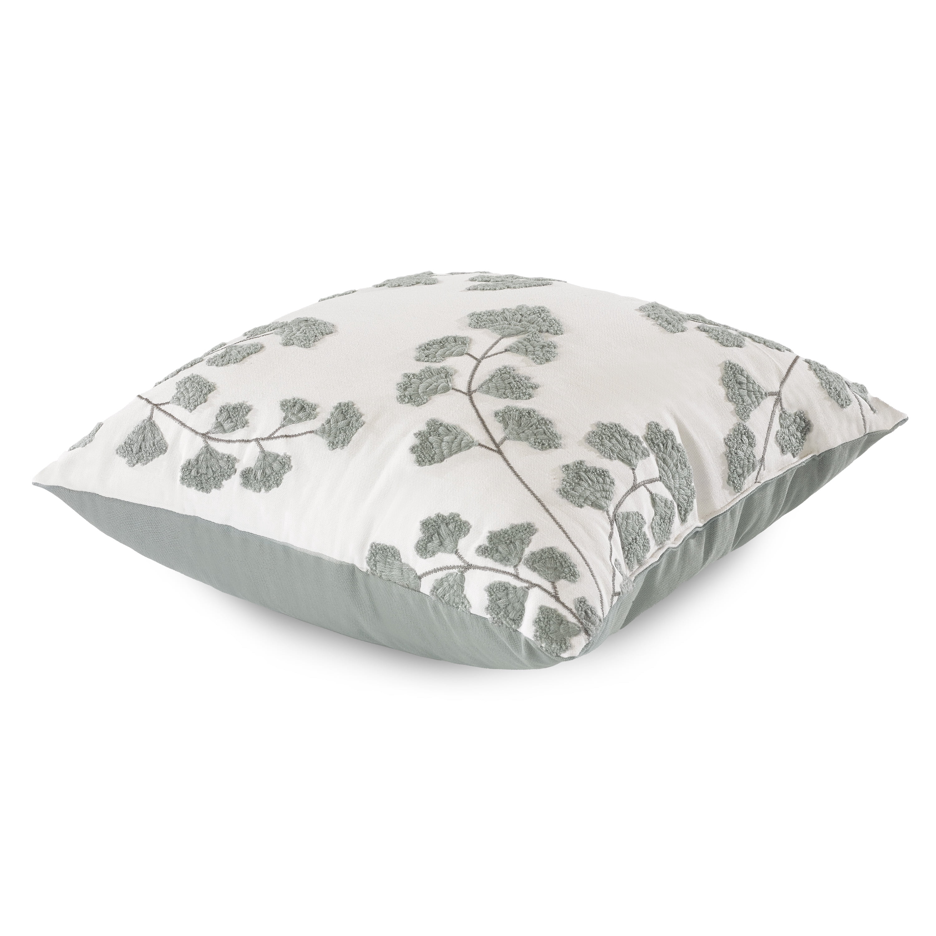 Mainstays 18"x18" Sage Embroidered Fern Cotton Decorative Throw Pillow